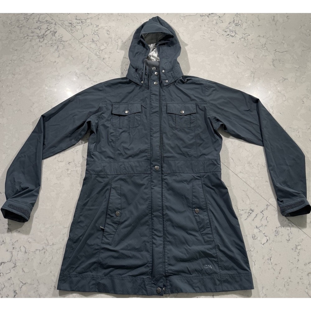 ISIS Rain Jacket Womens Large Blue Hooded Waterproof Windbreaker Shell Logo